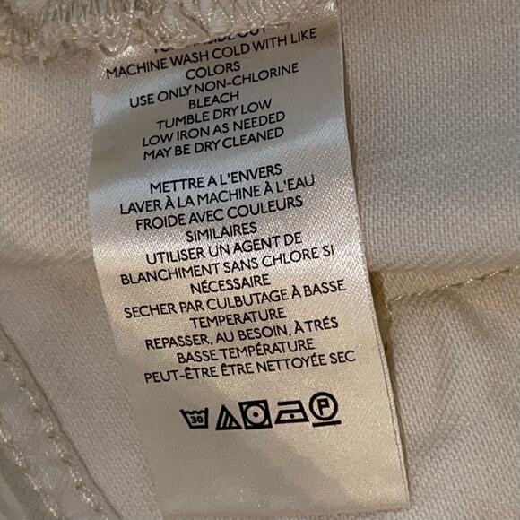 Pilcro Embroidered Jeans Anthropologie Boyfriend Mid Rise Cream - Picture 10 of 14